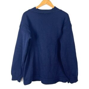 Summit Sports Navy Blue 100% New Wool Sweater Vintage Womens XL Made‎ in UK